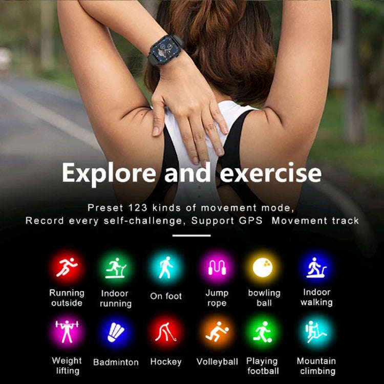 G96 1.85 inch HD Square Screen Rugged Smart Watch Support Bluetooth Calling/Heart Rate Monitoring...