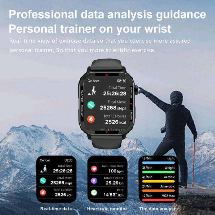 G96 1.85 inch HD Square Screen Rugged Smart Watch Support Bluetooth Calling/Heart Rate Monitoring...