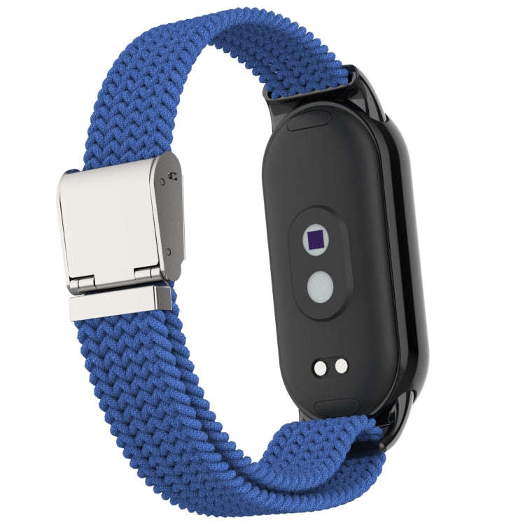 For Xiaomi Mi Band 8 Metal Head + Adjustable Nylon Braided Steel Buckle Watch Band(Cold Blue)