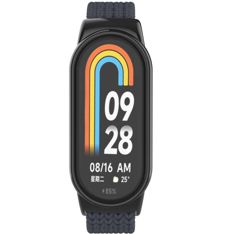 For Xiaomi Mi Band 8 Metal Head + Adjustable Nylon Braided Steel Buckle Watch Band(Charcoal)