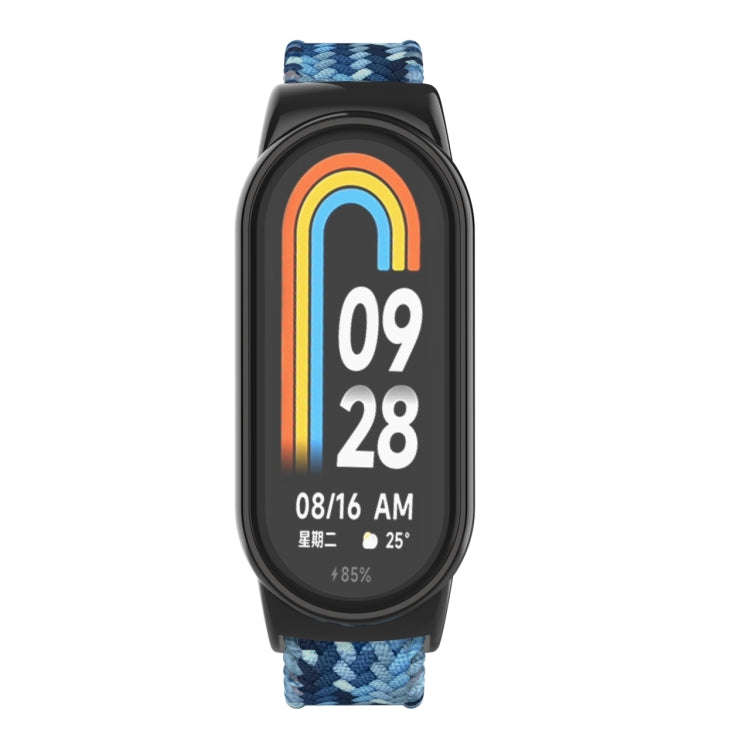 For Xiaomi Mi Band 8 Metal Head + Adjustable Nylon Braided Steel Buckle Watch Band(Navy Blue)