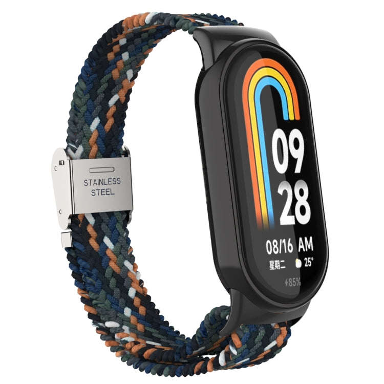 For Xiaomi Mi Band 8 Metal Head + Adjustable Nylon Braided Steel Buckle Watch Band(Denim)