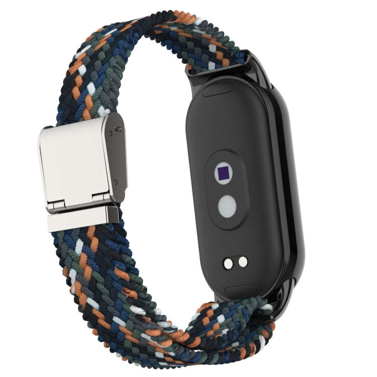 For Xiaomi Mi Band 8 Metal Head + Adjustable Nylon Braided Steel Buckle Watch Band(Denim)