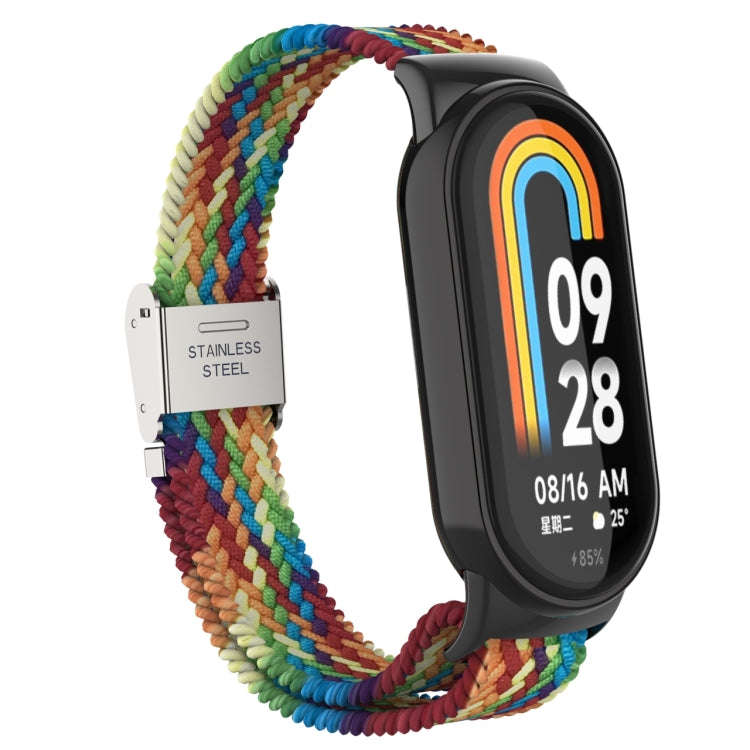 For Xiaomi Mi Band 8 Metal Head + Adjustable Nylon Braided Steel Buckle Watch Band(Colorful)