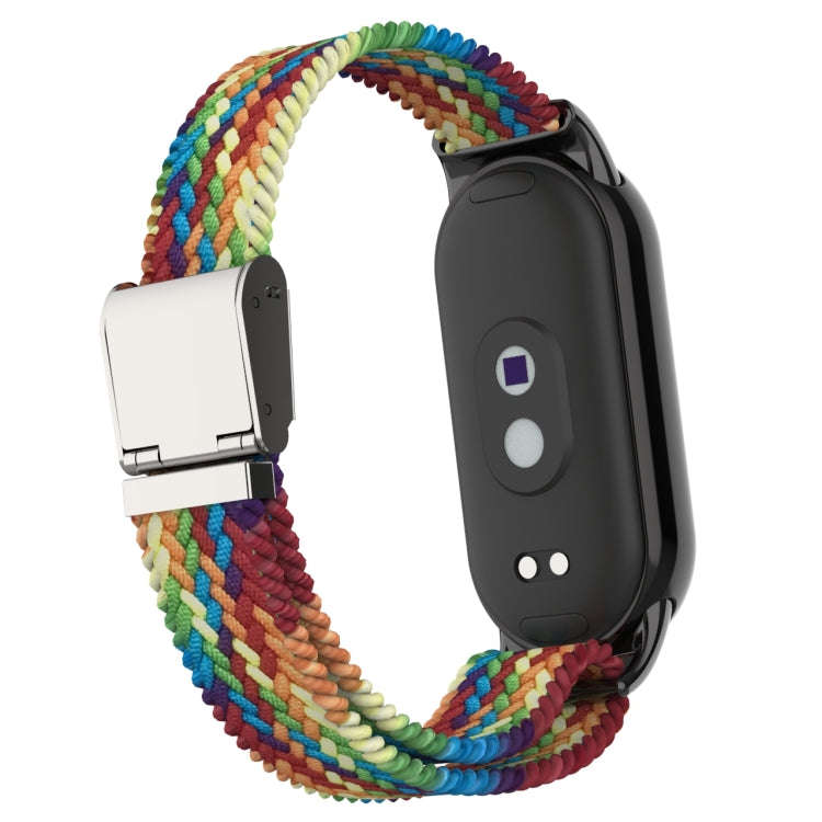 For Xiaomi Mi Band 8 Metal Head + Adjustable Nylon Braided Steel Buckle Watch Band(Colorful)