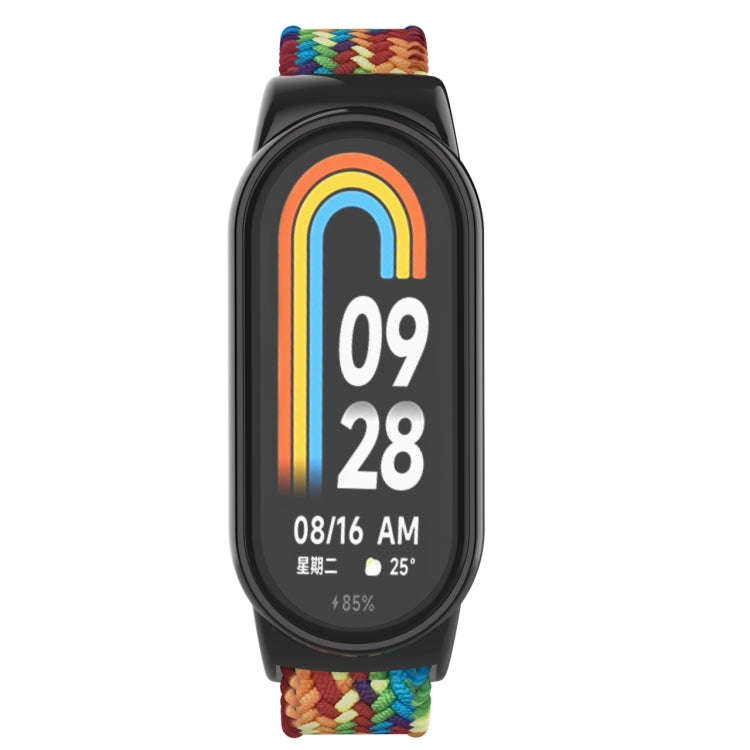 For Xiaomi Mi Band 8 Metal Head + Adjustable Nylon Braided Steel Buckle Watch Band(Colorful)