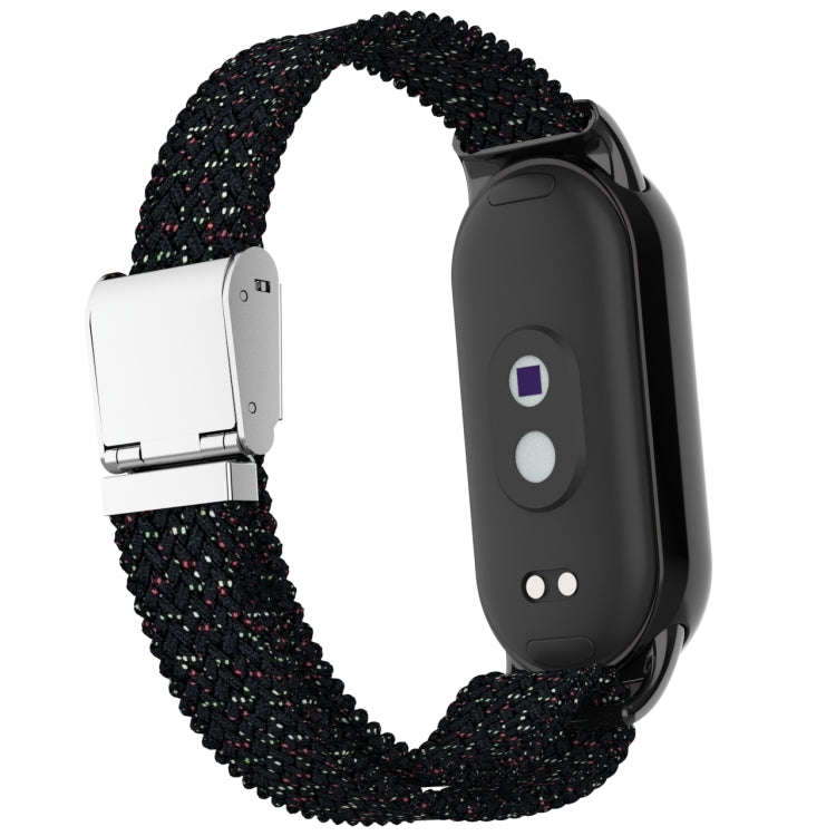 For Xiaomi Mi Band 8 Metal Head + Adjustable Nylon Braided Steel Buckle Watch Band(Starlight Black)