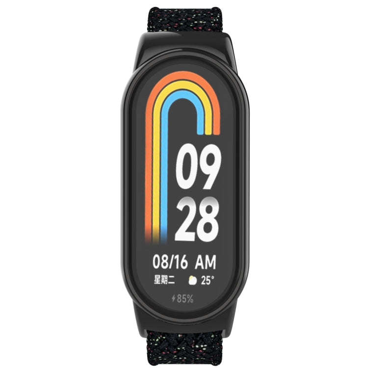 For Xiaomi Mi Band 8 Metal Head + Adjustable Nylon Braided Steel Buckle Watch Band(Starlight Black)