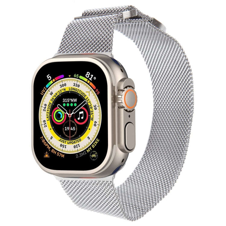 For Apple Watch Ultra 49mm Milanese Metal Magnetic Watch Band(Silver)