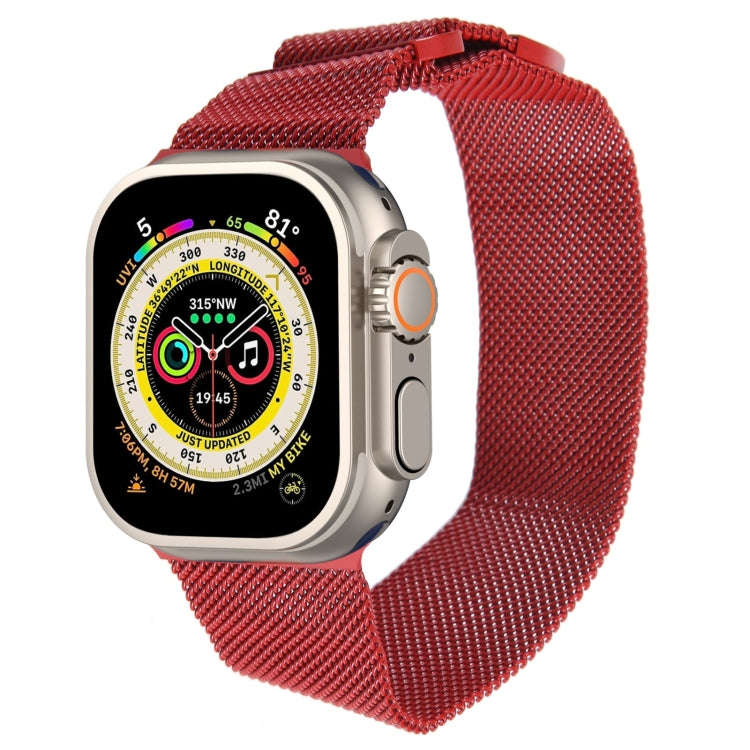 For Apple Watch Ultra 49mm Milanese Metal Magnetic Watch Band(Red)