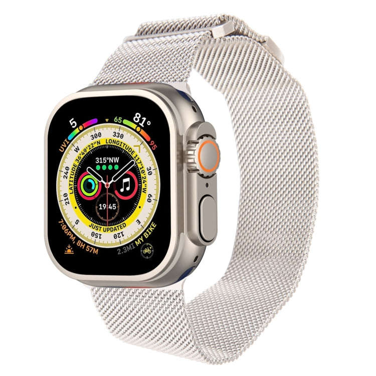 For Apple Watch Ultra 49mm Milanese Metal Magnetic Watch Band(Starlight)