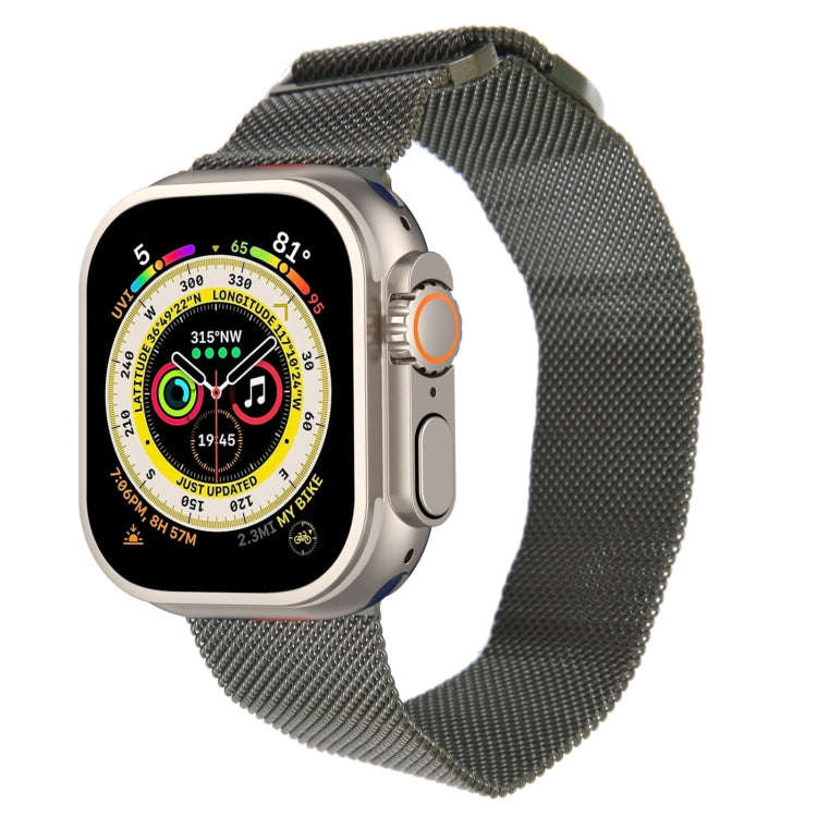 For Apple Watch Ultra 49mm Milanese Metal Magnetic Watch Band(Army Green)