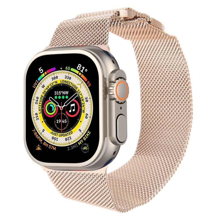 For Apple Watch Ultra 49mm Milanese Metal Magnetic Watch Band(Retro Gold)