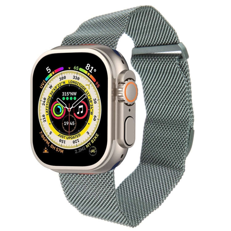 For Apple Watch Ultra 49mm Milanese Metal Magnetic Watch Band(Pine Green)