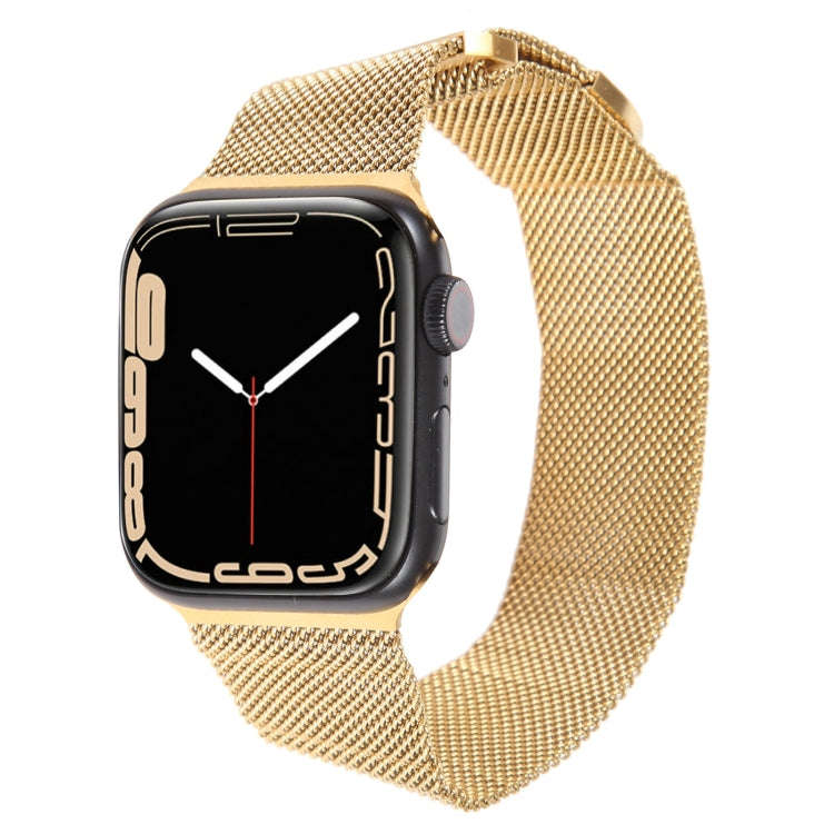 For Apple Watch 8 45mm Milanese Metal Magnetic Watch Band(Gold)