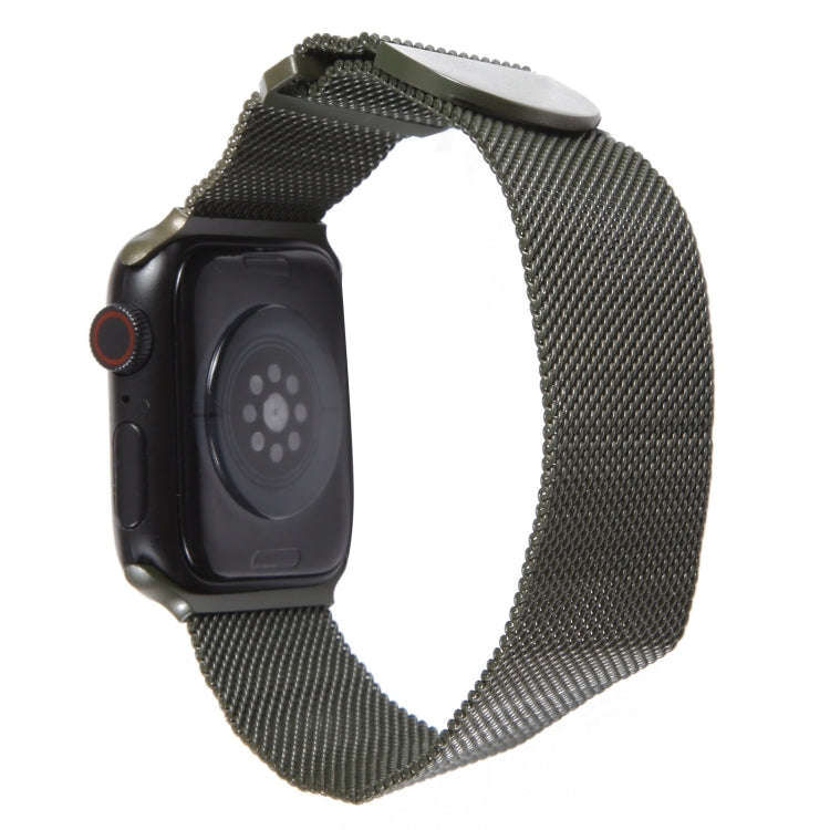 For Apple Watch 42mm Milanese Metal Magnetic Watch Band(Army Green)