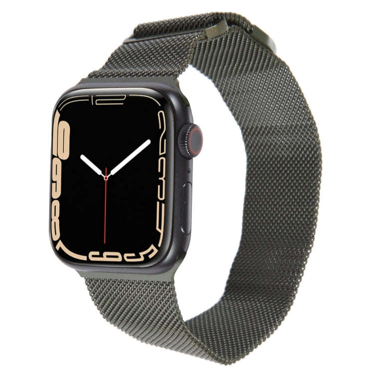 For Apple Watch 42mm Milanese Metal Magnetic Watch Band(Army Green)