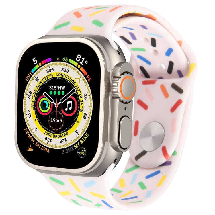 Rainbow Raindrops Silicone Watch Band For Apple Watch Ultra 49mm(Pink)