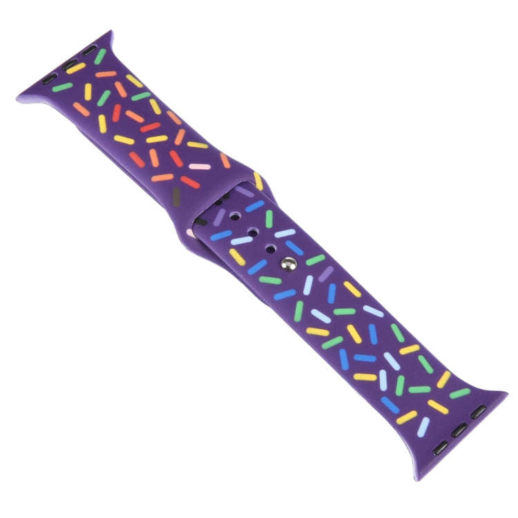 Rainbow Raindrops Silicone Watch Band For Apple Watch 5 44mm(Dark Purple)