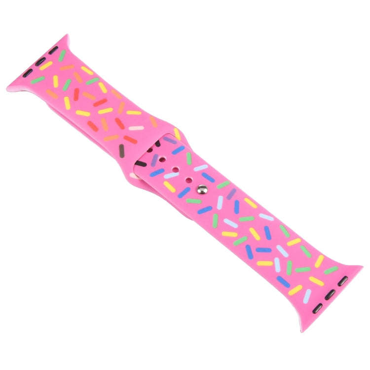 Rainbow Raindrops Silicone Watch Band For Apple Watch 4 44mm(Rose Red)