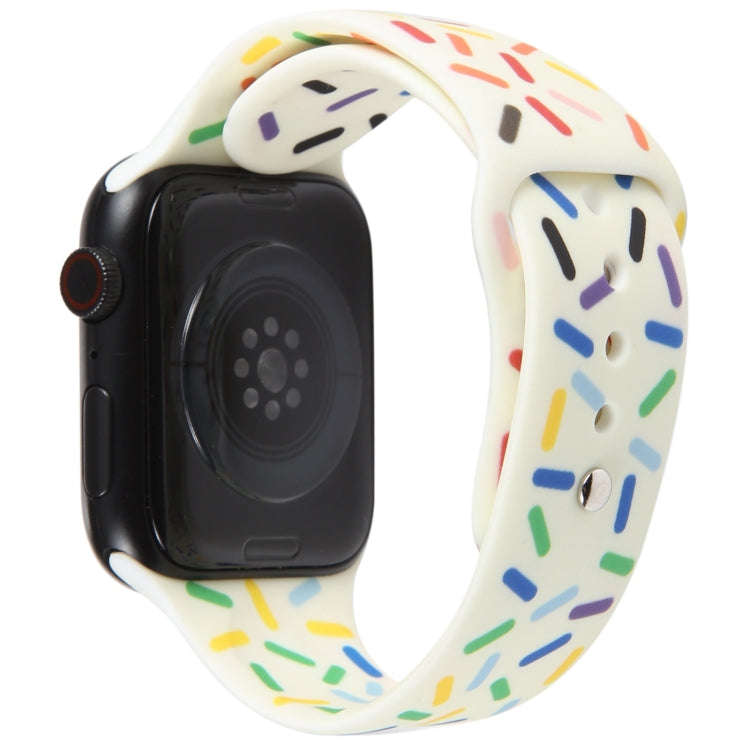 Rainbow Raindrops Silicone Watch Band For Apple Watch 4 44mm(Beige)