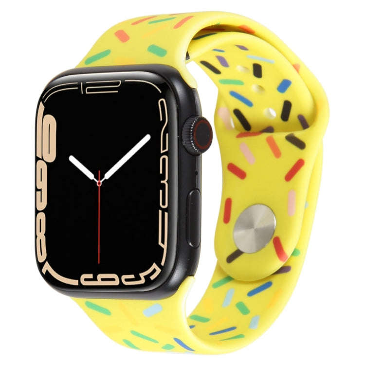 Rainbow Raindrops Silicone Watch Band For Apple Watch 3 42mm(Yellow)