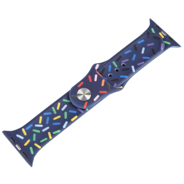Rainbow Raindrops Silicone Watch Band For Apple Watch 3 42mm(Midnight)
