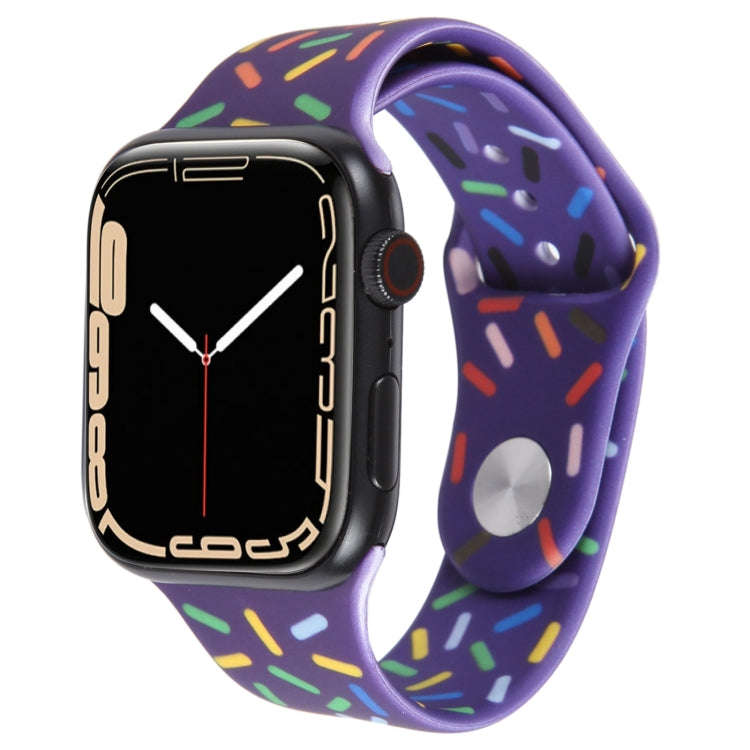 Rainbow Raindrops Silicone Watch Band For Apple Watch 3 42mm(Dark Purple)