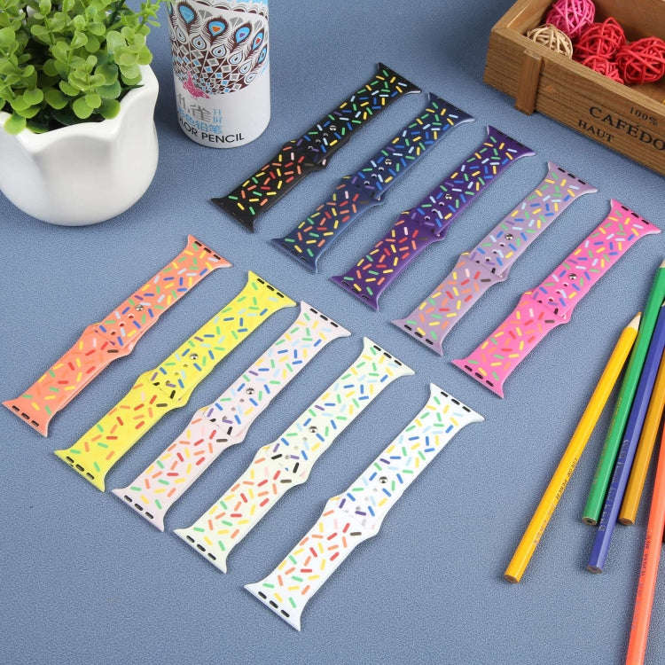 Rainbow Raindrops Silicone Watch Band For Apple Watch 3 42mm(Midnight)