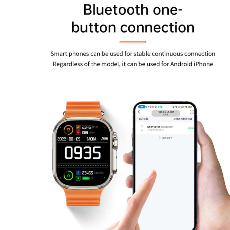 WS-E9 Ultra 2.2 inch IP67 Waterproof Ocean Silicone Band Smart Watch, Support Heart Rate / NFC(Bl...