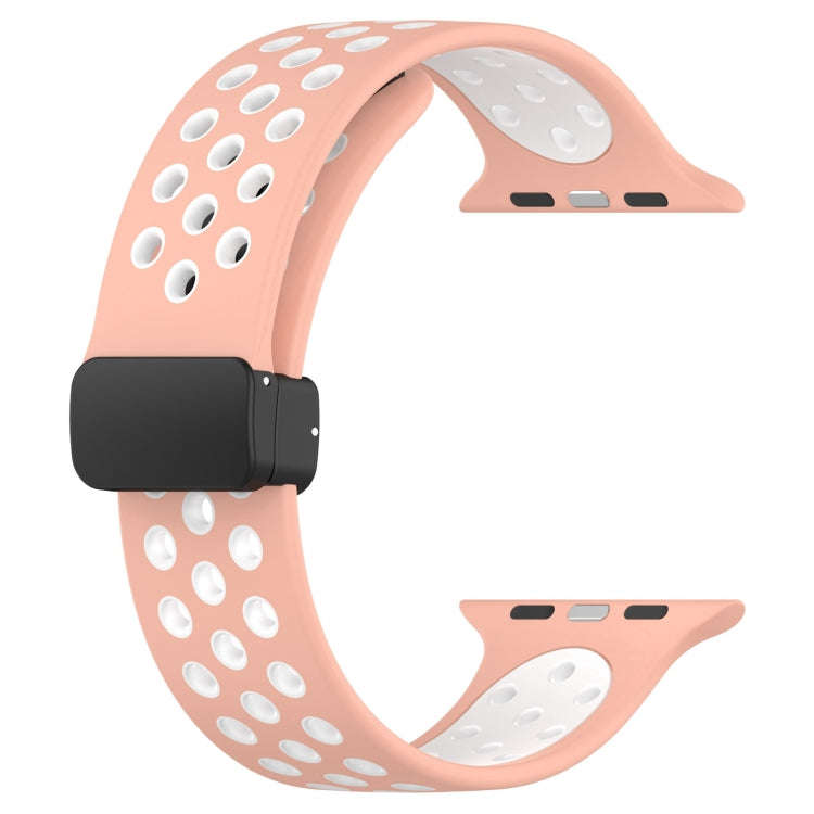 For Apple Watch SE 2022 40mm Magnetic Buckle Silicone Watch Band(Pink White)
