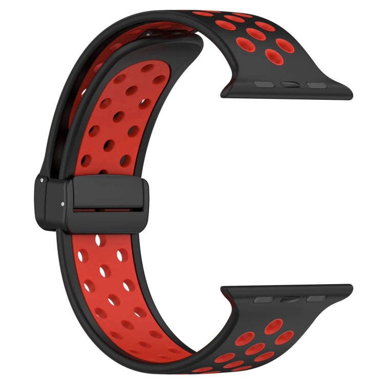 For Apple Watch 4 40mm Magnetic Buckle Silicone Watch Band(Black Red)