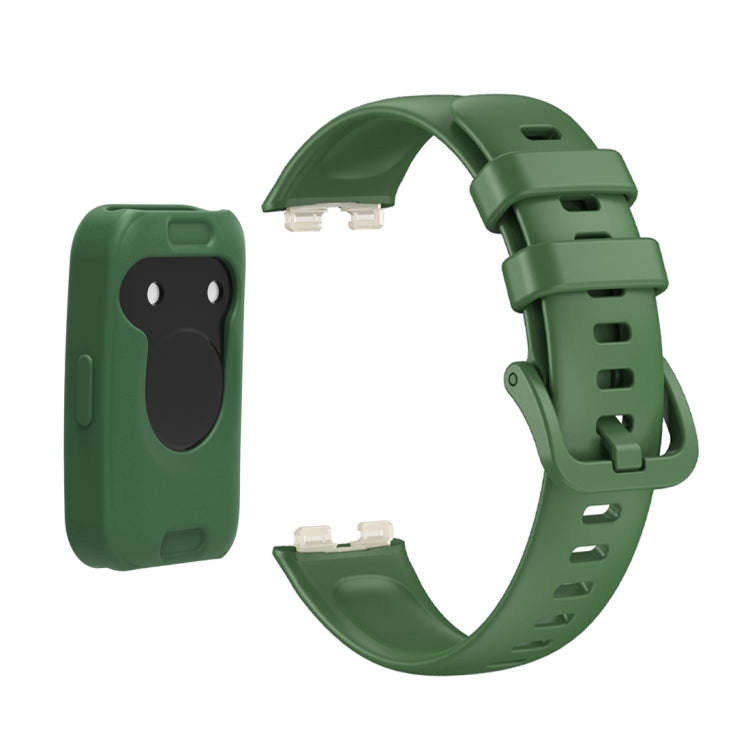 For Huawei Band 8 Silicone Protective Case + Silicone Watch Band Kit(Green)