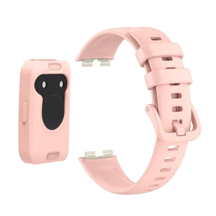 For Huawei Band 8 Silicone Protective Case + Silicone Watch Band Kit(Pink)