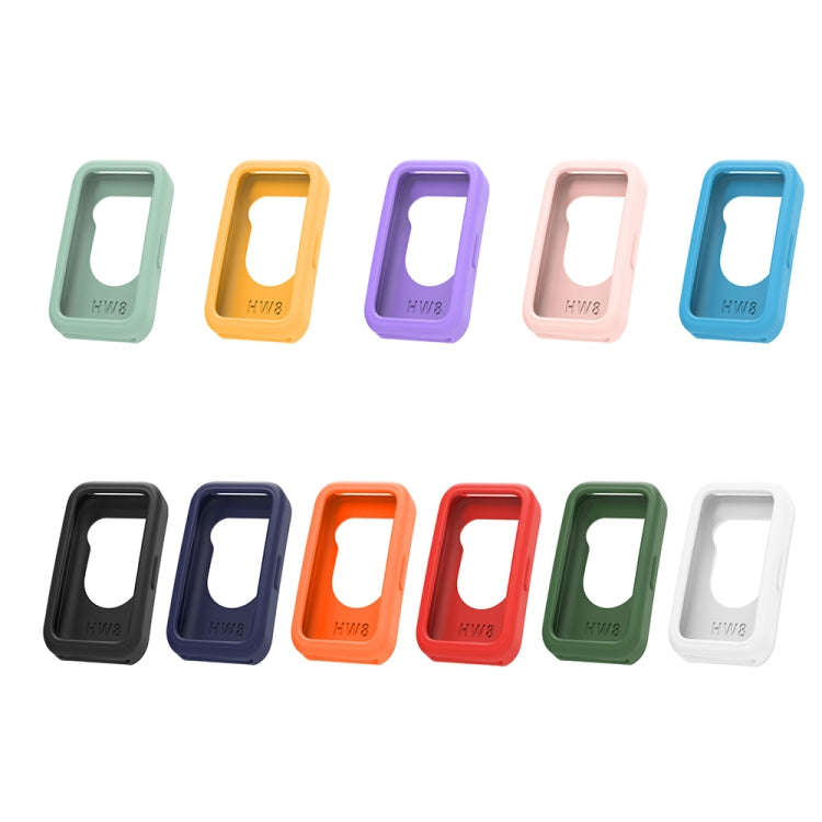 For Huawei Band 8 Silicone Protective Case + Silicone Watch Band Kit(White)