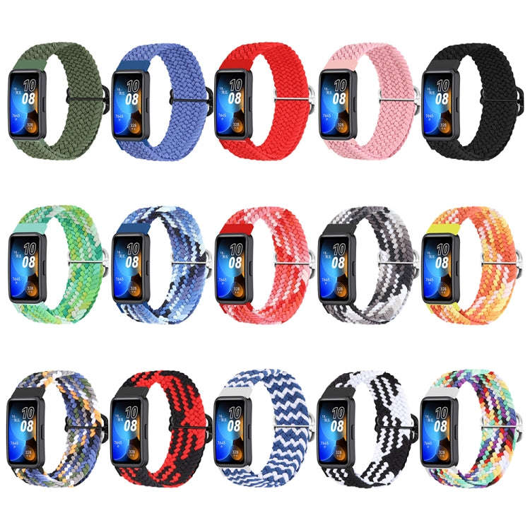 For Huawei Band 8 Nylon Braided Buckle Watch Band(Colorful Orange)