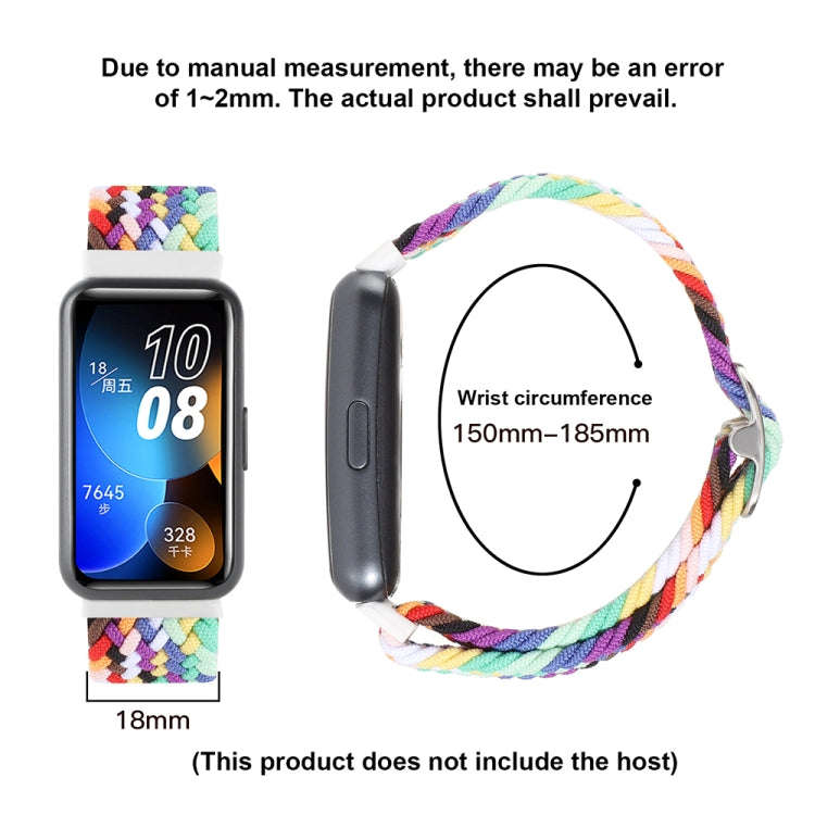 For Huawei Band 8 Nylon Braided Buckle Watch Band(Colorful Green)