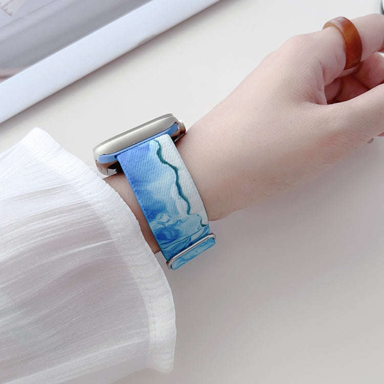 For Apple Watch 42mm Painted Pattern Nylon Replacement Watch Band(Geometric Rainbow)