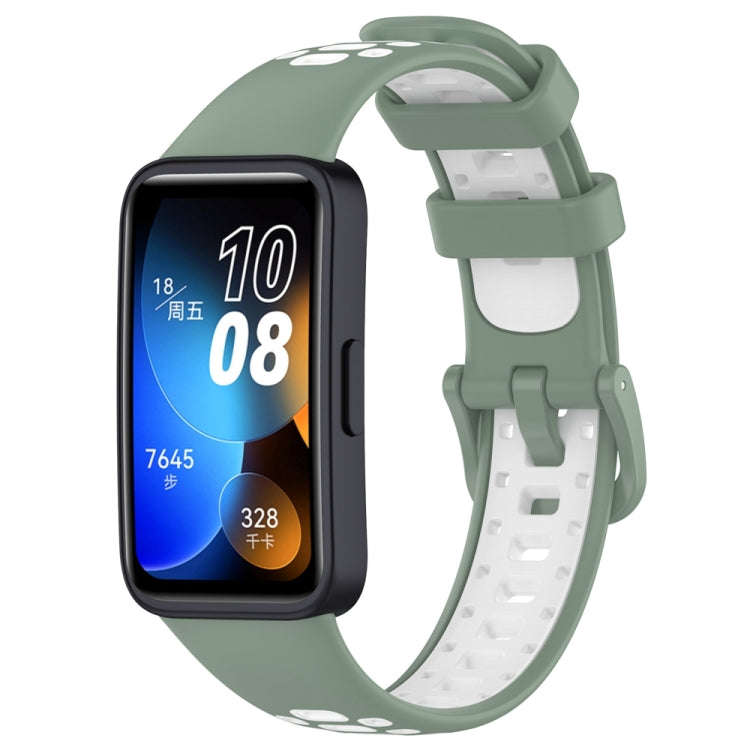 For Huawei Band 10 / 9 / 8 Two Color Silicone Watch Band(Light Green White)