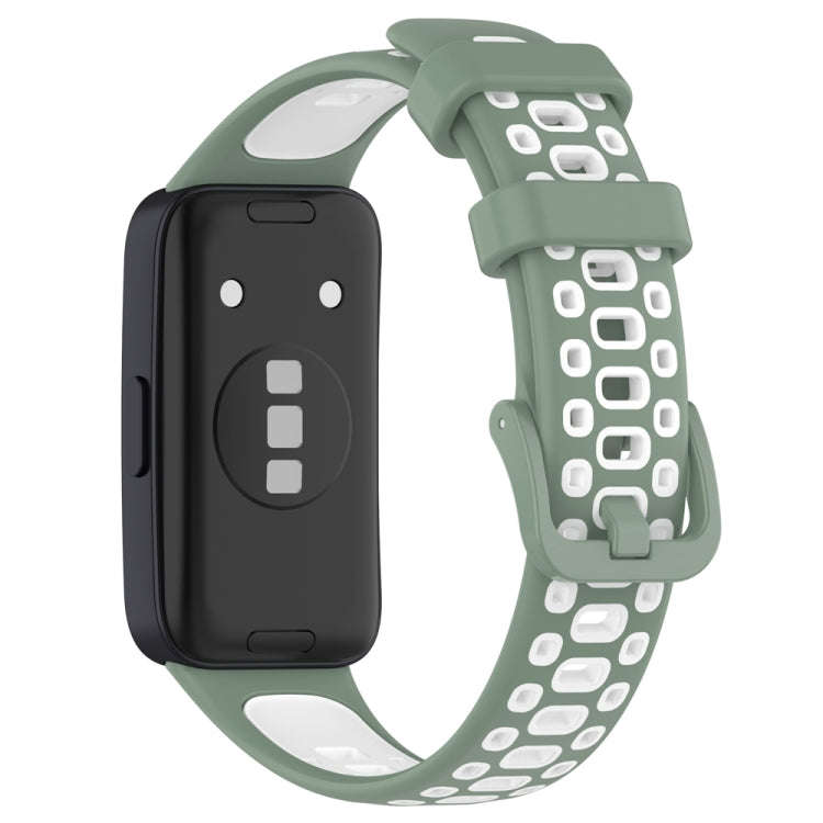 For Huawei Band 10 / 9 / 8 Two Color Silicone Watch Band(Light Green White)