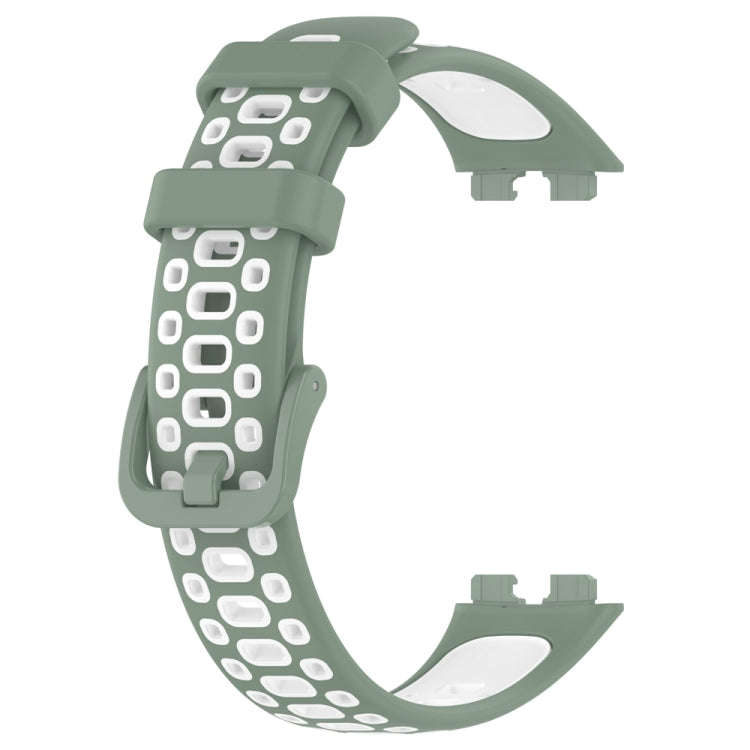 For Huawei Band 10 / 9 / 8 Two Color Silicone Watch Band(Light Green White)