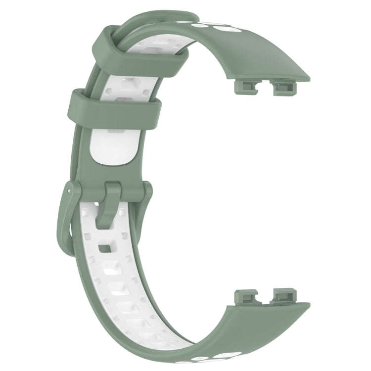 For Huawei Band 10 / 9 / 8 Two Color Silicone Watch Band(Light Green White)