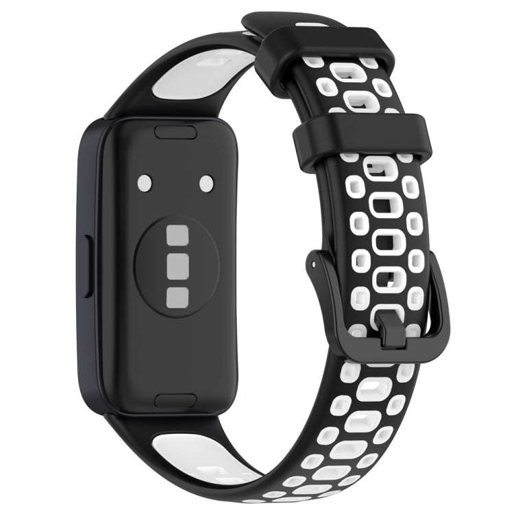 For Huawei Band 10 / 9 / 8 Two Color Silicone Watch Band(Black White)