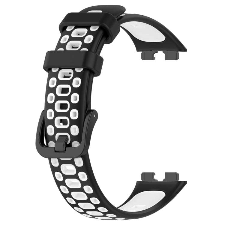 For Huawei Band 10 / 9 / 8 Two Color Silicone Watch Band(Black White)
