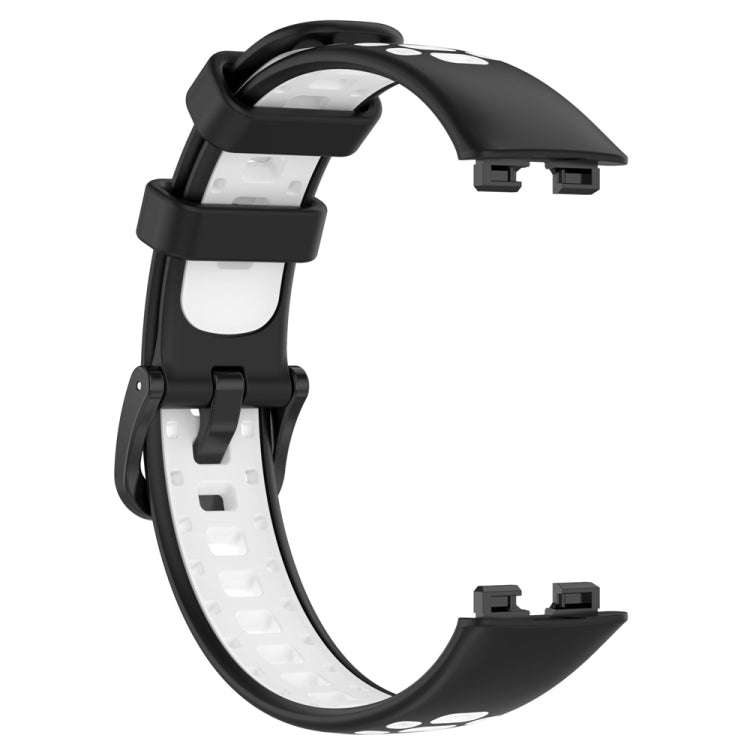 For Huawei Band 10 / 9 / 8 Two Color Silicone Watch Band(Black White)