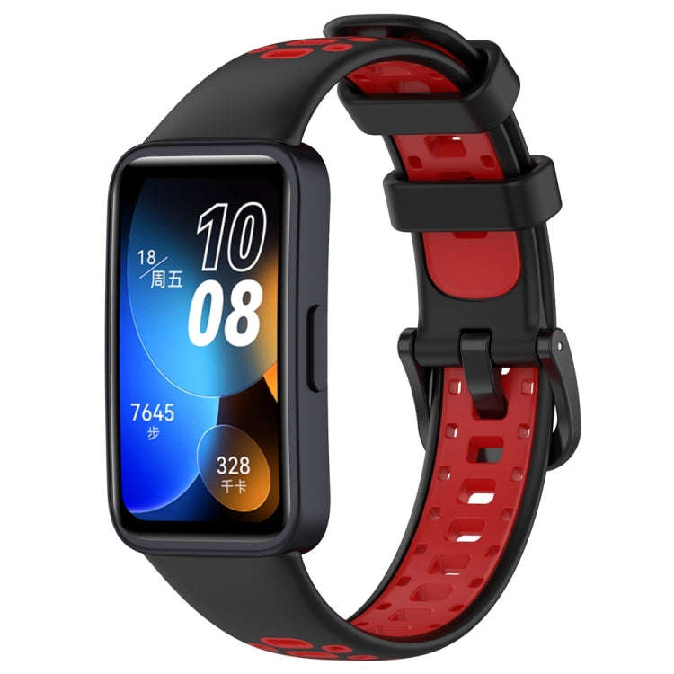 For Huawei Band 10 / 9 / 8 Two Color Silicone Watch Band(Black Red)
