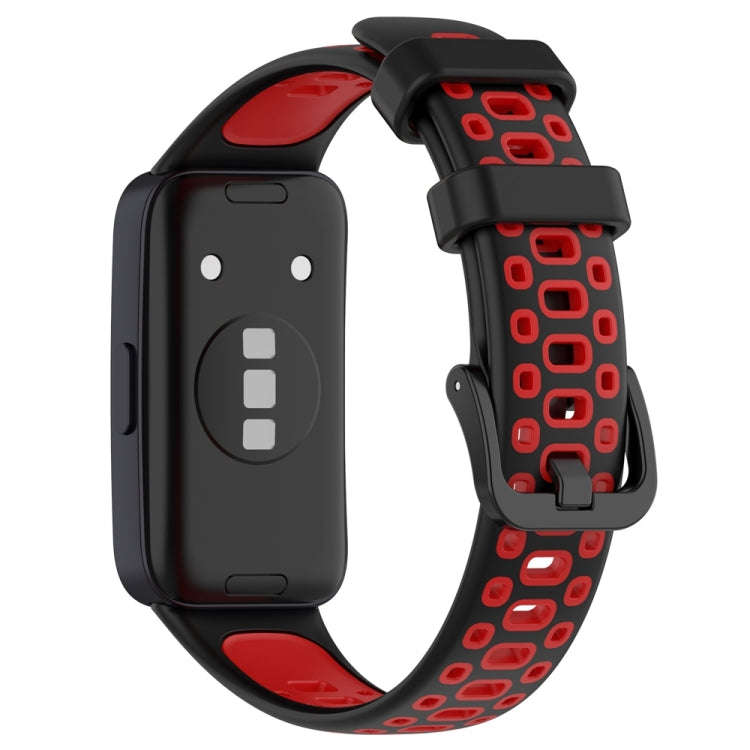 For Huawei Band 10 / 9 / 8 Two Color Silicone Watch Band(Black Red)