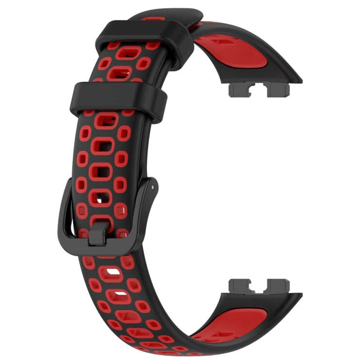 For Huawei Band 10 / 9 / 8 Two Color Silicone Watch Band(Black Red)