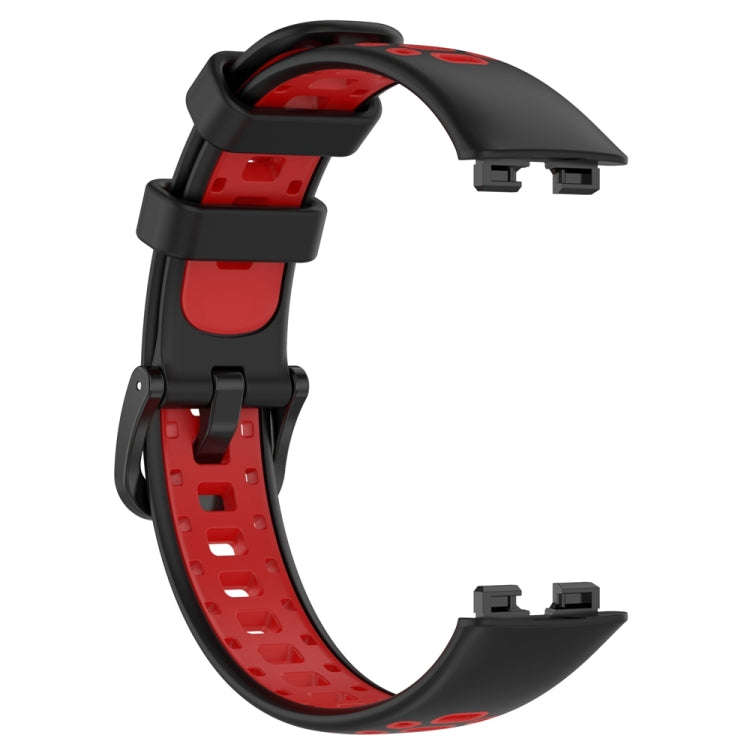 For Huawei Band 10 / 9 / 8 Two Color Silicone Watch Band(Black Red)