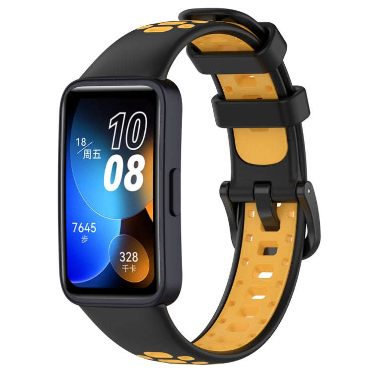 For Huawei Band 10 / 9 / 8 Two Color Silicone Watch Band(Black Yellow)